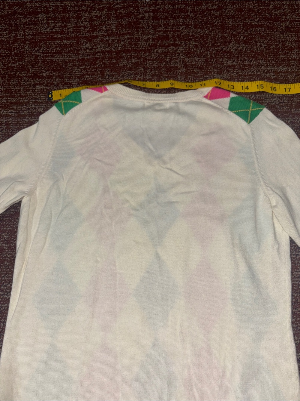 Vintage Lilly Pulitzer cream argyle long sleeve cotton sweater colorful girly S - Picture 9 of 11